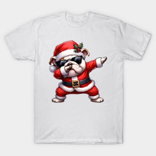 Christmas Bulldog Dabbing Dance T-Shirt